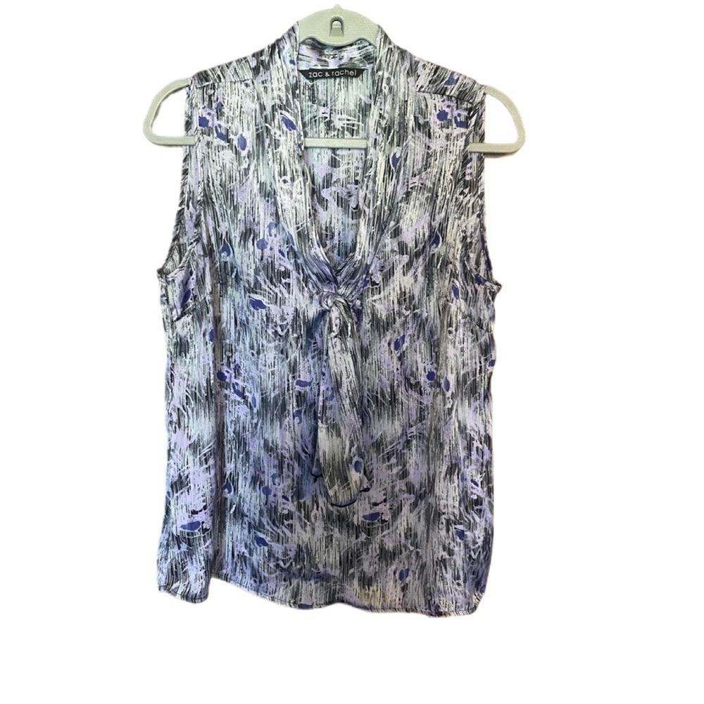 Zac & Rachel Women’s Color Splat Marbled Print Knotted Tank Top Blouse Sz L